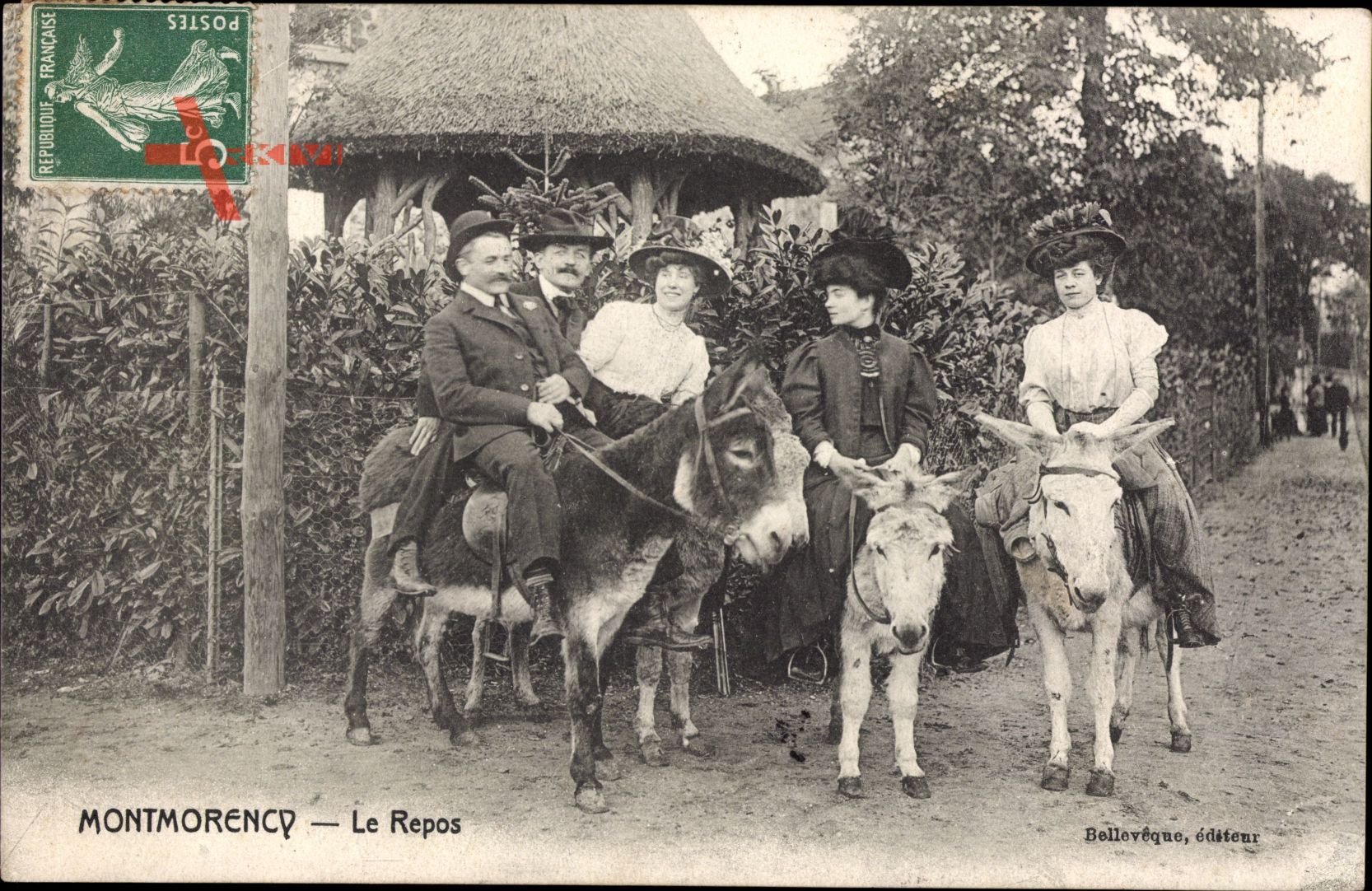 Montmorency, Le Repos, Männer und Frauen auf Eseln reitend