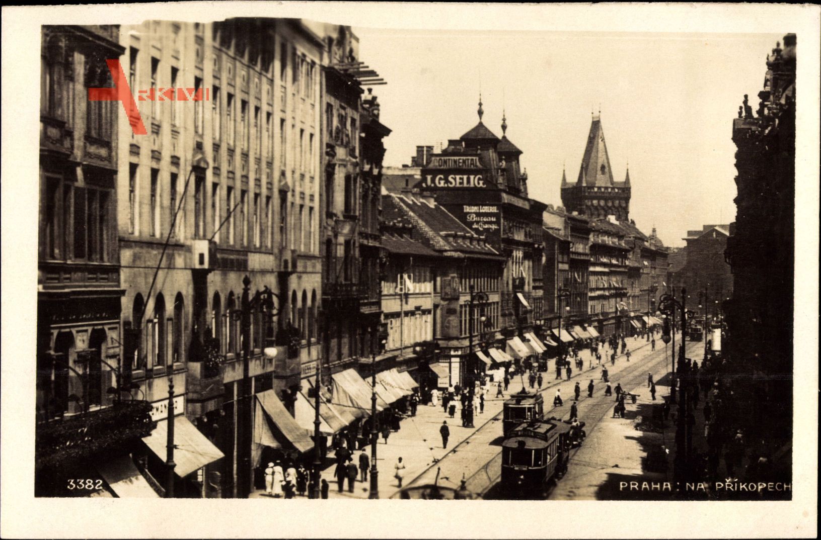 Praha Prag, Na Prikopech, Straßenpartie, Straßenbahn