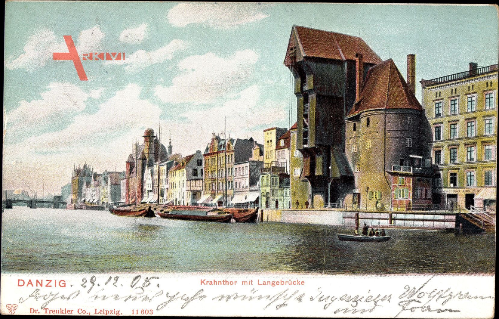 Gdańsk Danzig, Krantor mit Langebrücke, Mottlaupartie