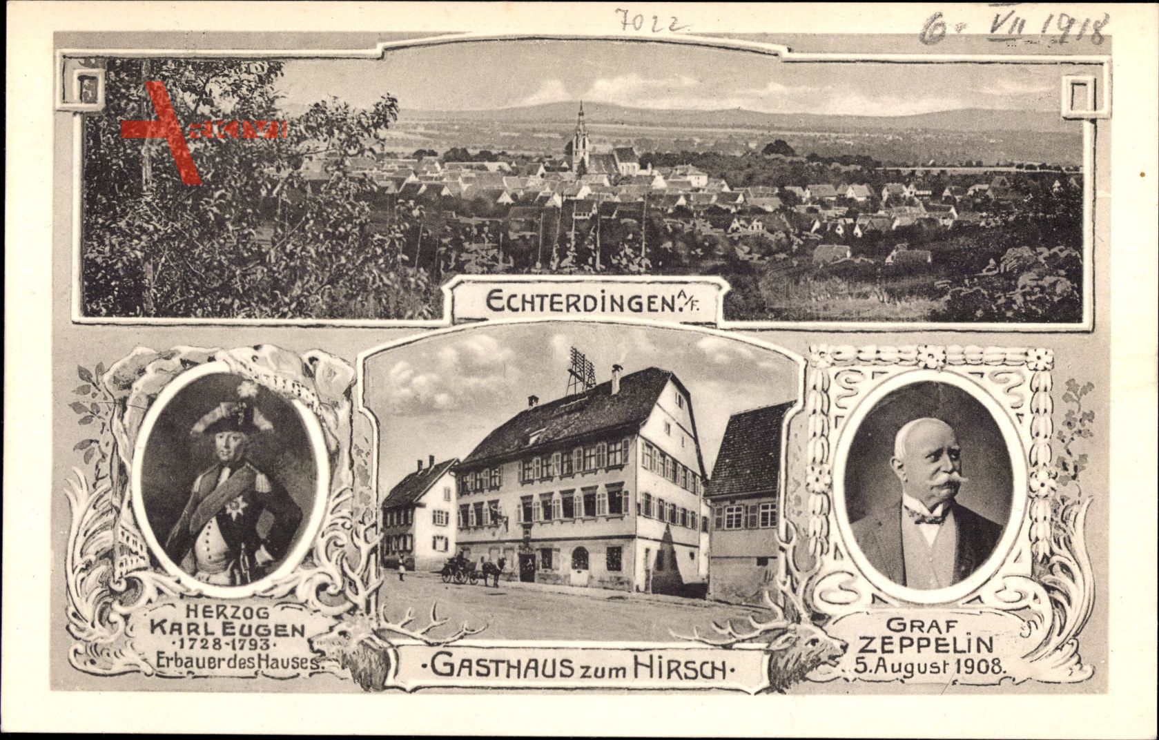 Leinfelden Echterdingen, Graf Zeppelin, Gasthaus zum Hirsch,Herzog Karl Eugen
