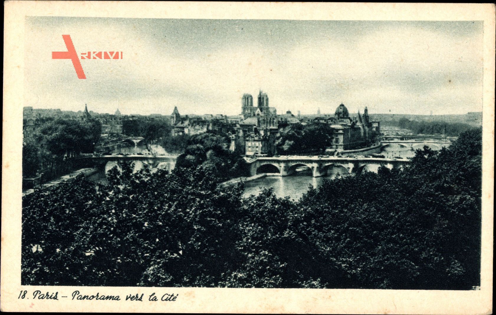 Paris, Panorama vers la Cité, Notre Dame, Seinebrücken
