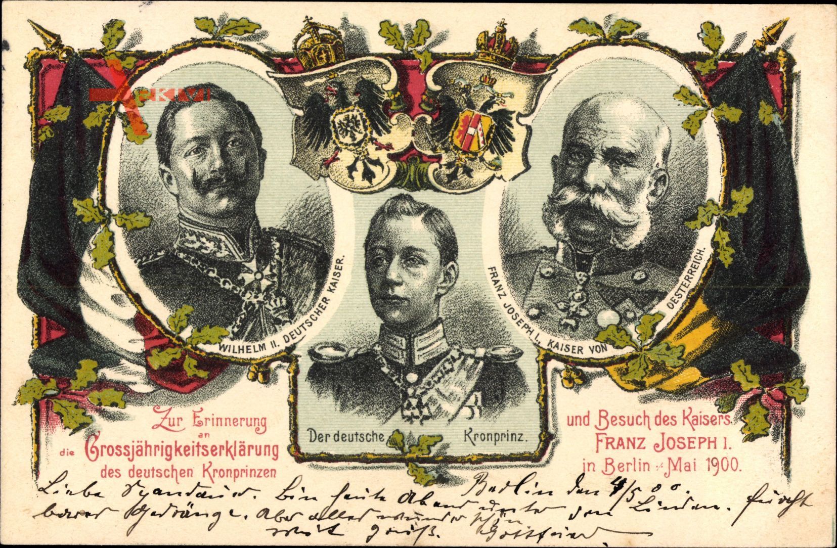 Kaiser Wilhelm II.,Kronprinz Wilhelm,Kaiser Franz Josef I.,Berlin Mai 1900