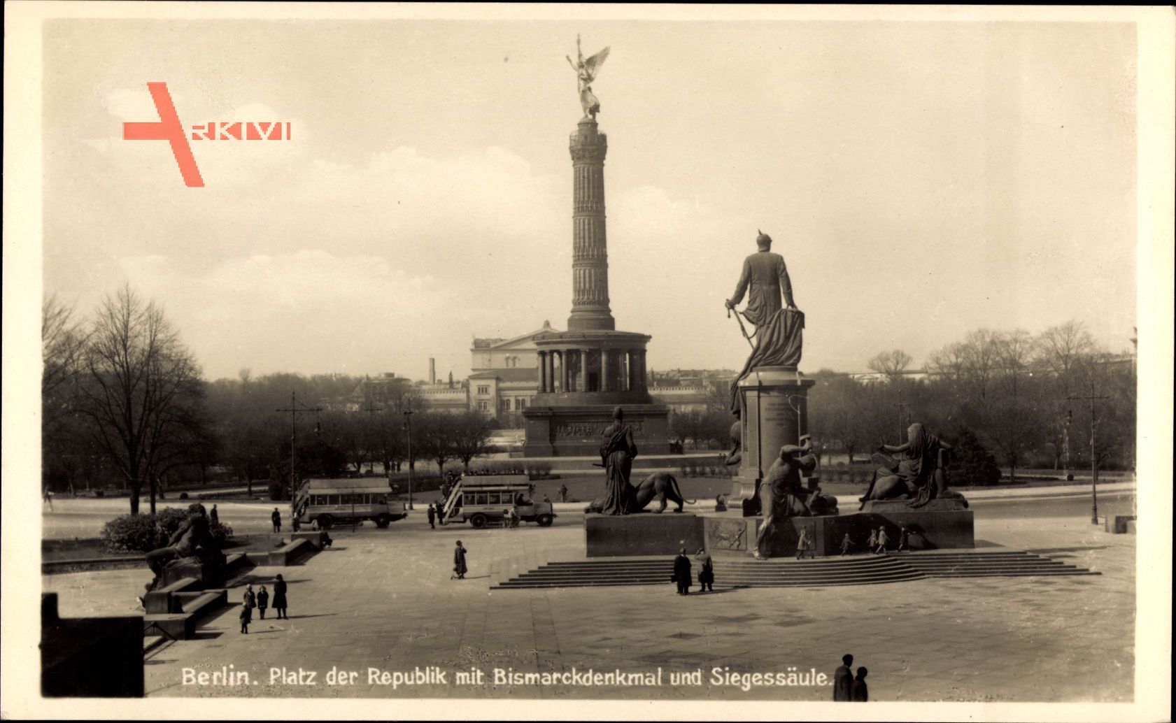 Berlin Tiergarten, Platz der Republik mit Bismarckdenkmal und Siegessäule