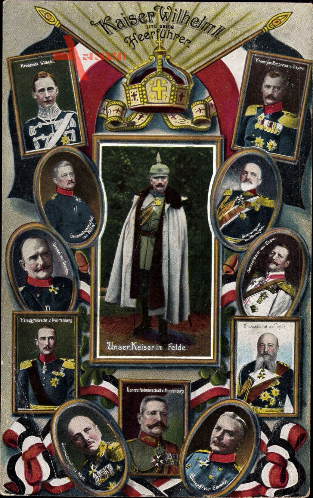 Kaiser Wilhelm II., Kronprinz, Rupprecht, Tirpitz, Hindenburg