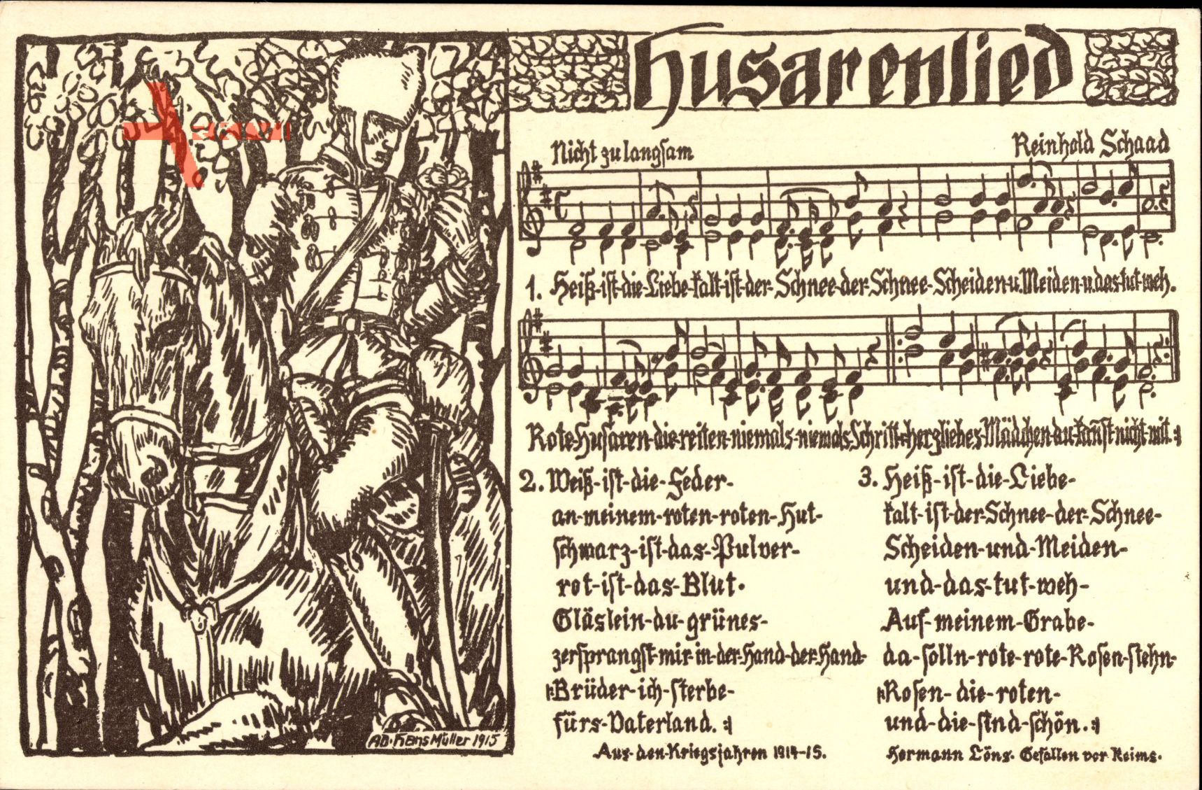 Lied Husarenlied, Reinhold Schaad, Husar, Kaiserreich