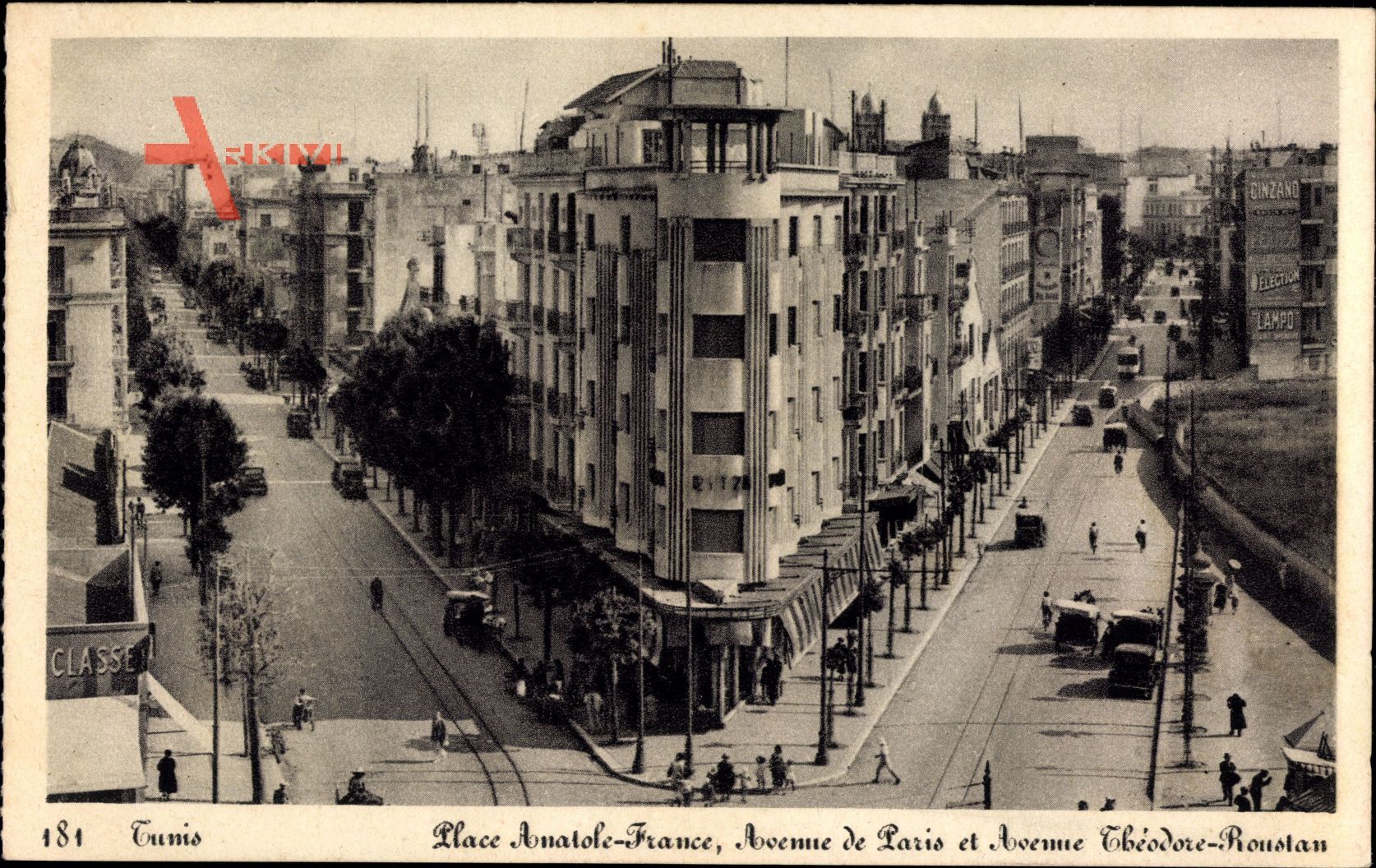 Tunis Tunesien, Place Anatole France, Avenue de Paris et Ave. Theodor Roustan