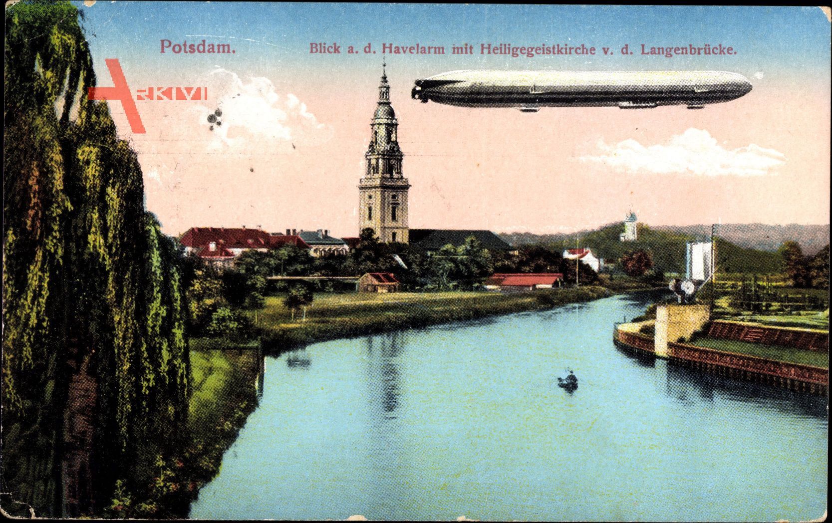 Potsdam in Brandenburg, Havelarm, Heiligegeistbrücke, Zeppelin