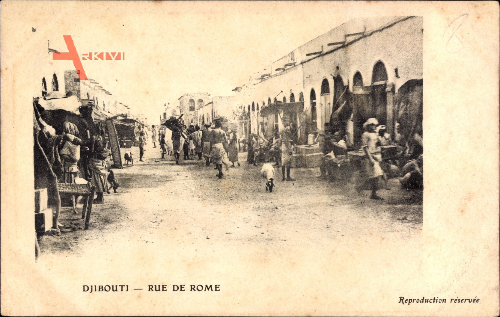 Dschibuti, Rue de Rome, Straßenpartie, Marktstände