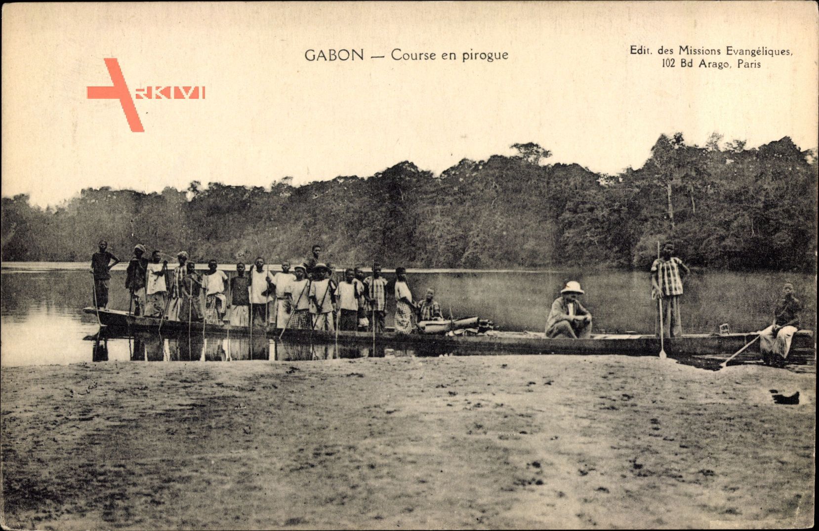 Gabun, Course en piroque, Gondelfahrt im Fluss, Afrikaner
