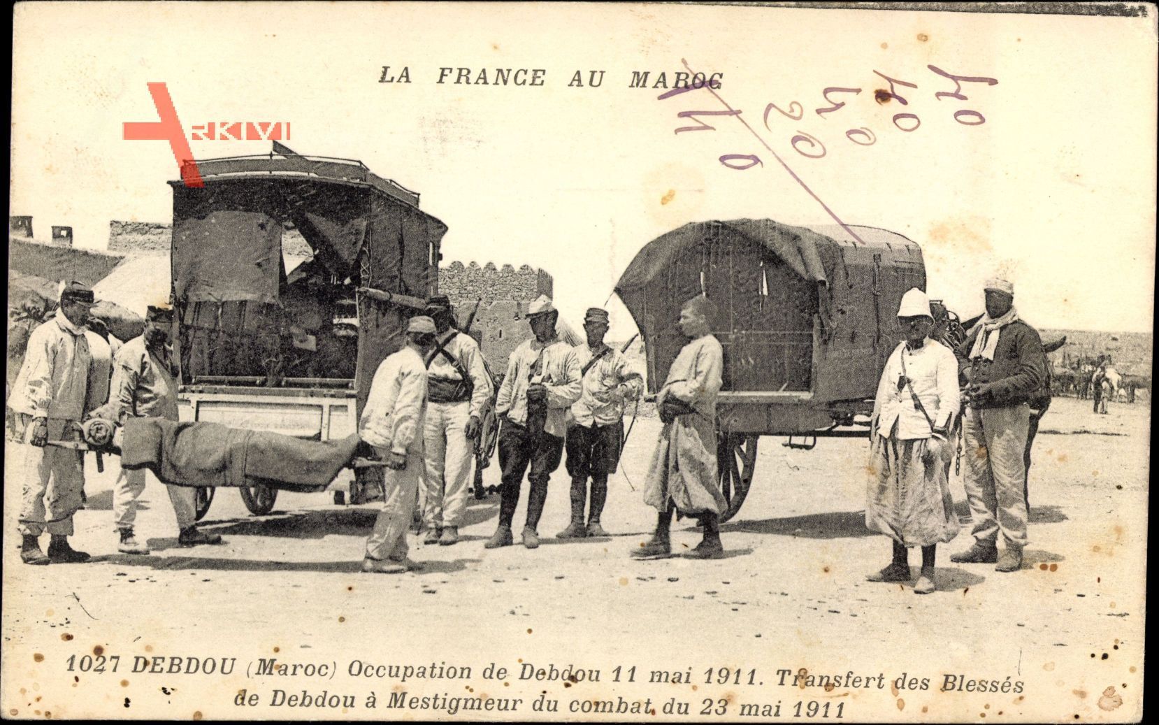Debdou Marokko, Occupation de Debou 11 mai 1911, Transfer des Blesses