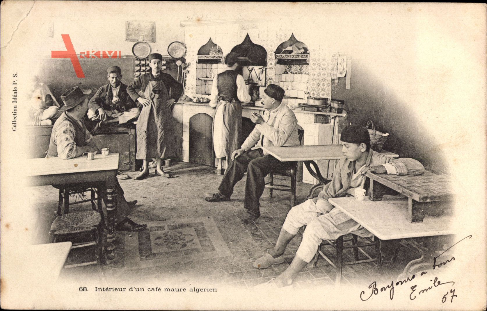 Algerien, Interieur dun cafe amure algerien, Araber, Herd, Collection Idéale
