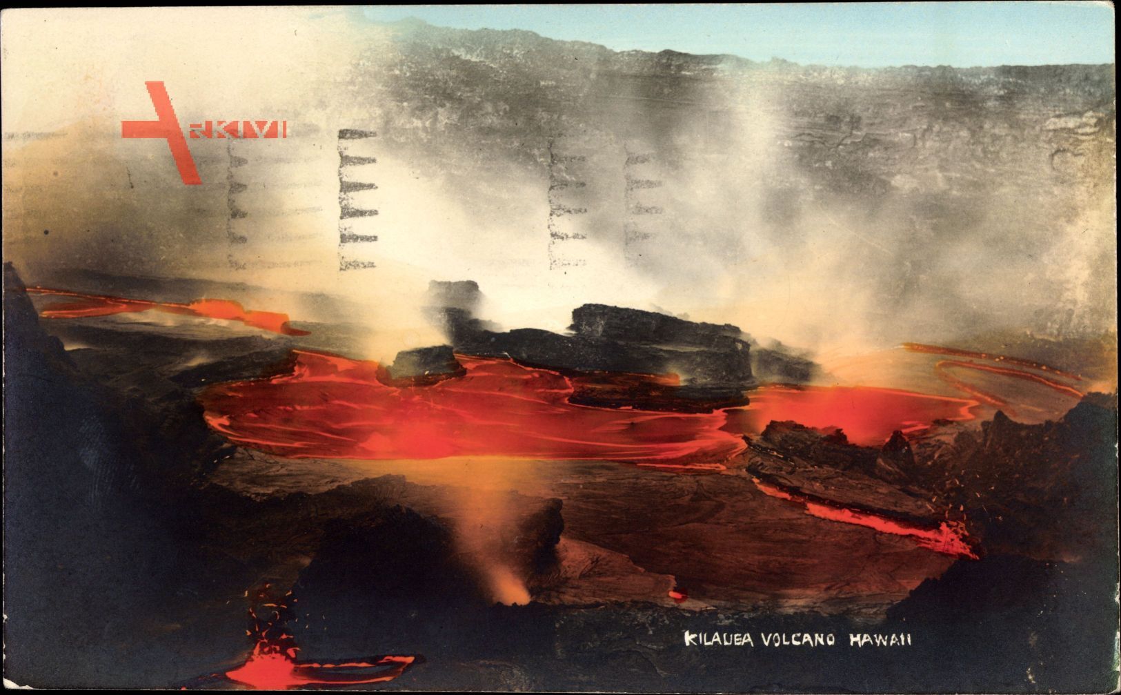 Kilauea Hawaii, Blick in die Caldera eines Vulkans, Lava