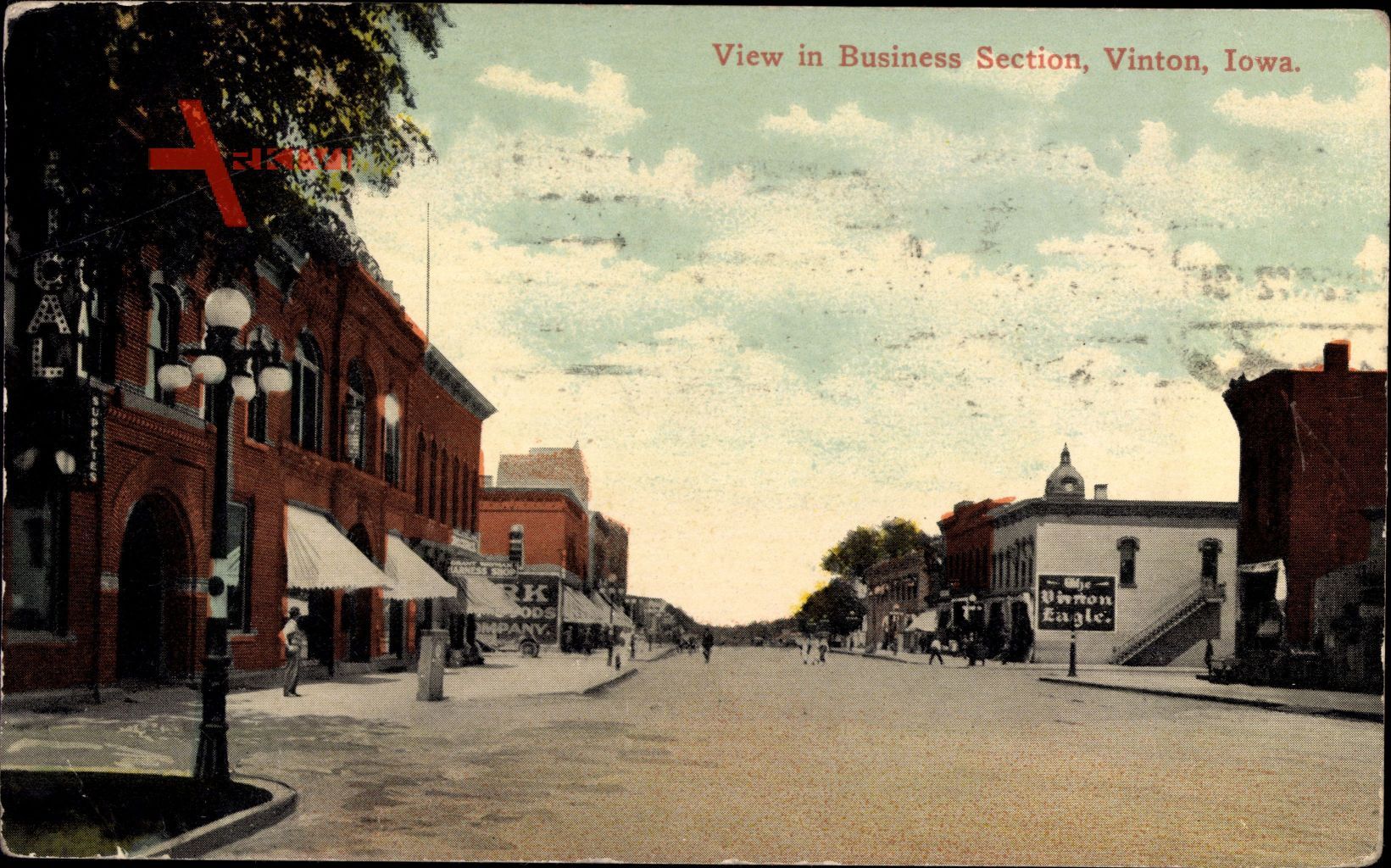 Vinton Iowa, Blick auf die Geschäftsstraße, Geschäfte, Personen