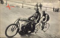 Hans Lange aus Erfurt, Schrittmacher R. Goebel,Radrennfahrer,Fahrrad,Motorrad