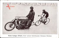 Hans Lange aus Erfurt, Schrittmacher Hermann Büchner, Radrennsportler