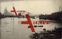 Köln am Rhein, Fluss, Brücken, Kräne, Kölner Dom, Hochwasser 1920