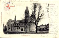 Gernrode im Harz, Straßenpartie mit Blick auf St. Cyriacikirche, Fassade