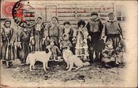 Russland, Types de la Russie du Nord, Eskimos, Hunde, Winterkleidung