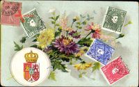 Wappen Spanien, Spanisches Staatswappen, Escudo de España, Blumen