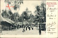 Sri Lanka Ceylon, Street Scene, Straßenpartie, Palmen, Strohhütten