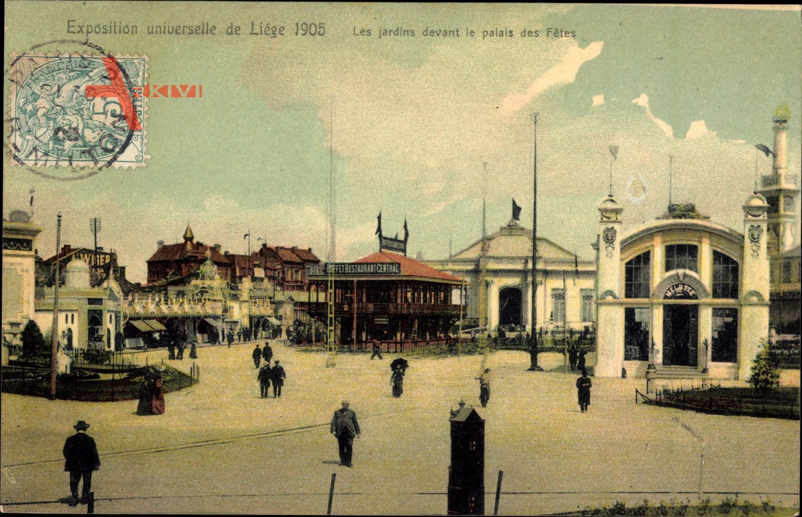 Liege, Weltausstellung 1905, Les jardins devant le palais des Fêtes