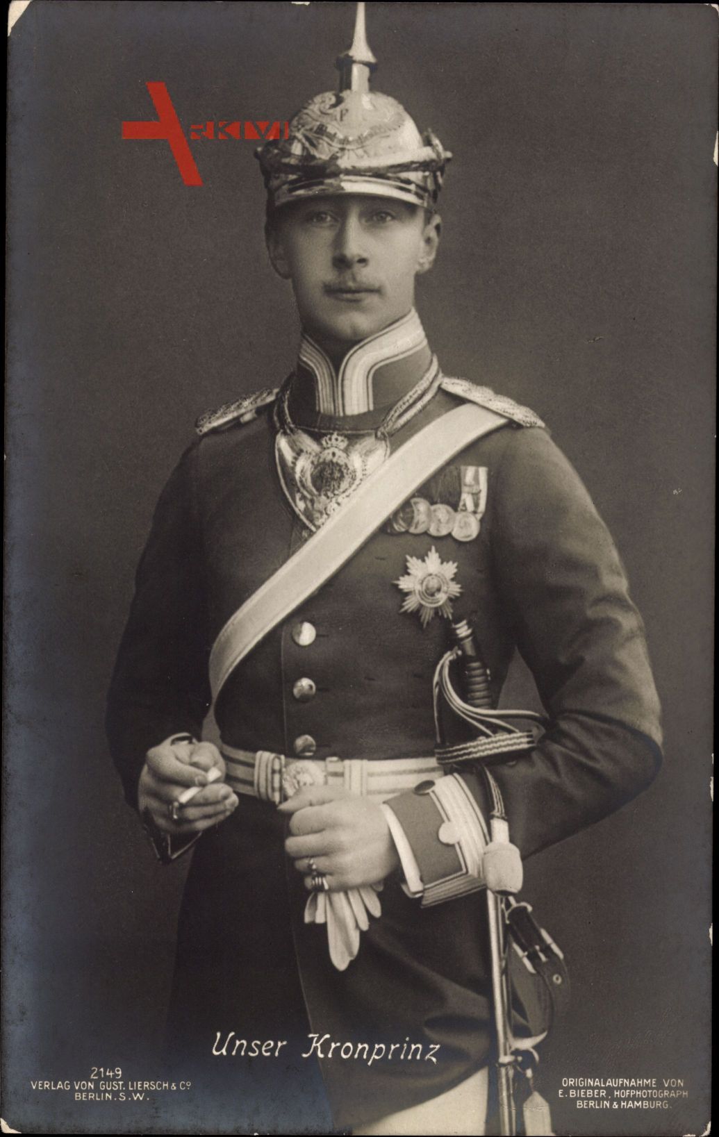 Kronprinz Wilhelm von Preussen, Portrait, Liersch 2149, Uniform, Pickelhaube