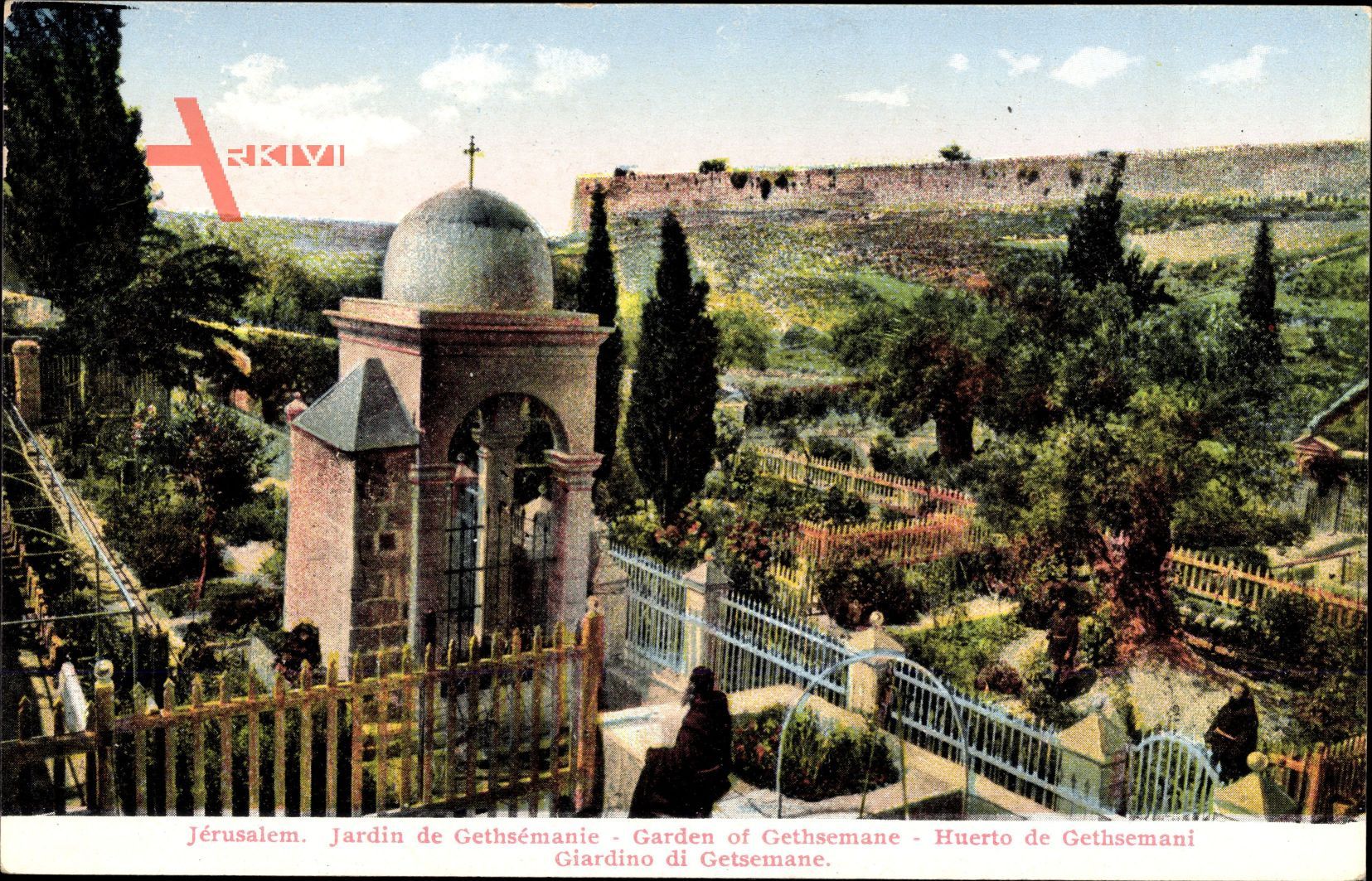 Jerusalem Israel, Jardin de Gethsemane, Blick in den Garten, Gebäude