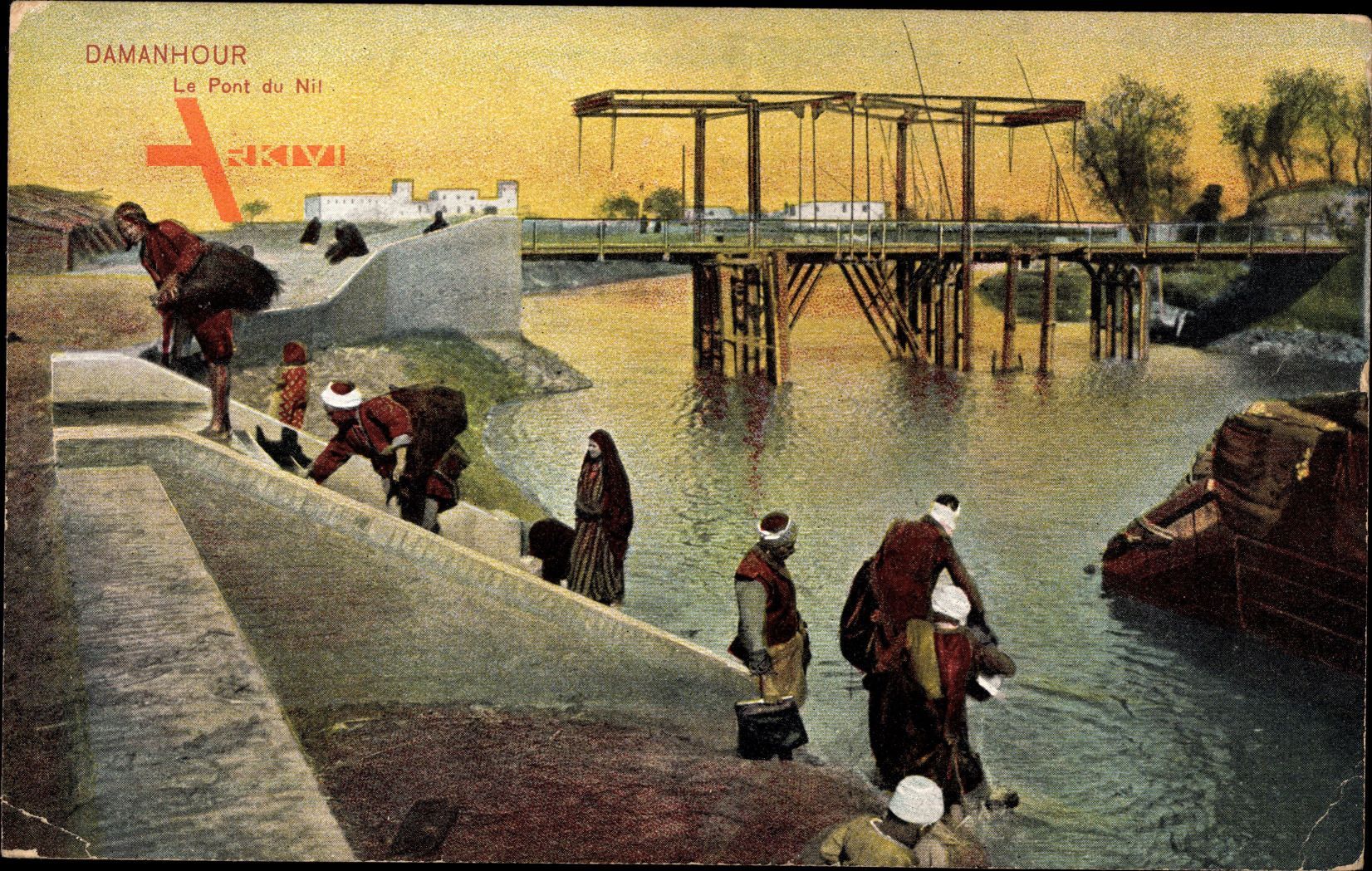 Damanhour Ägypten, Le Pont du Nil, Araber am Fluss, Brücke über den Nil