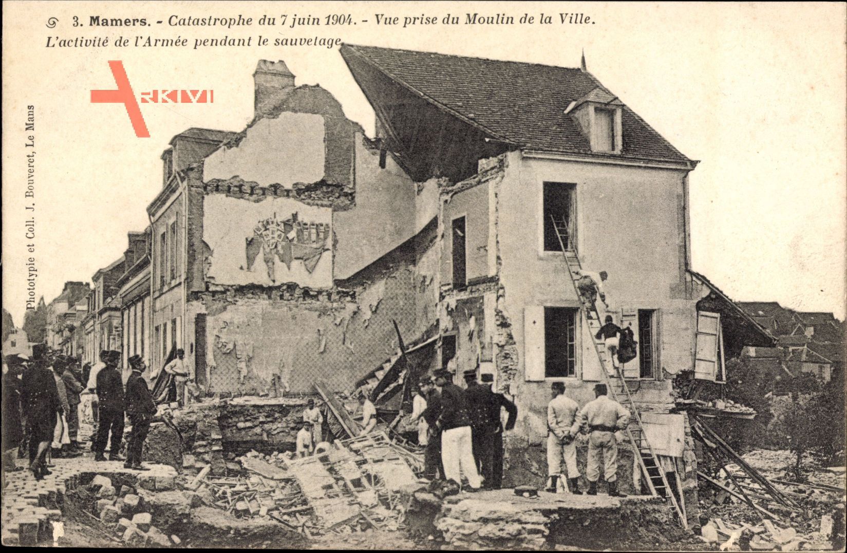 Mamers Sarthe, Catastrophe du 7 juin 1904, vue prise du Moulin de la Ville