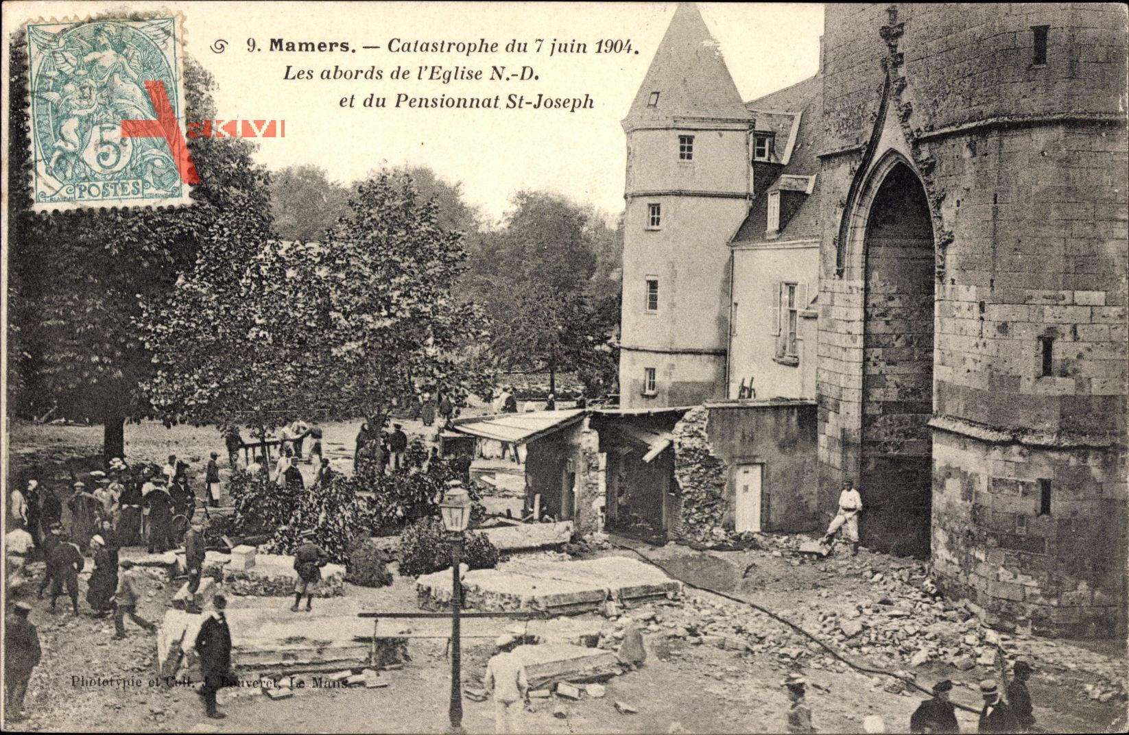 Mamers Sarthe, Catastrophe du 7 juin 1904, les abords de lEglise