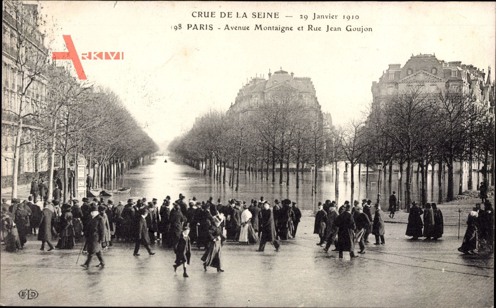 Paris, Crue de la Seine 19 Janvier 1910, Avenue Montaigne, Rue Jean Goujon