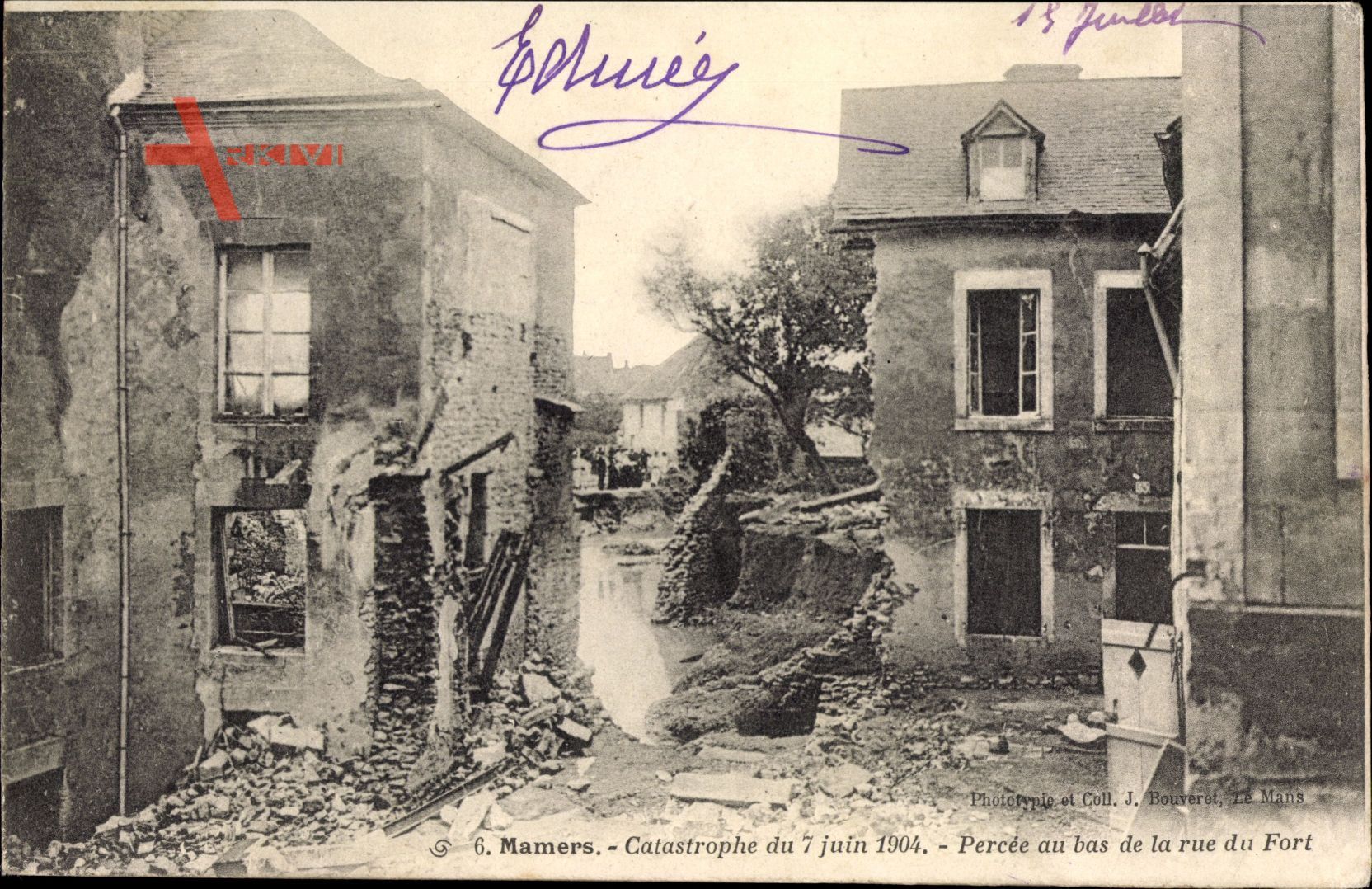 Mamers Sarthe, Catastrophe du 7 juin 1904, Percee au bas de la rue du Fort