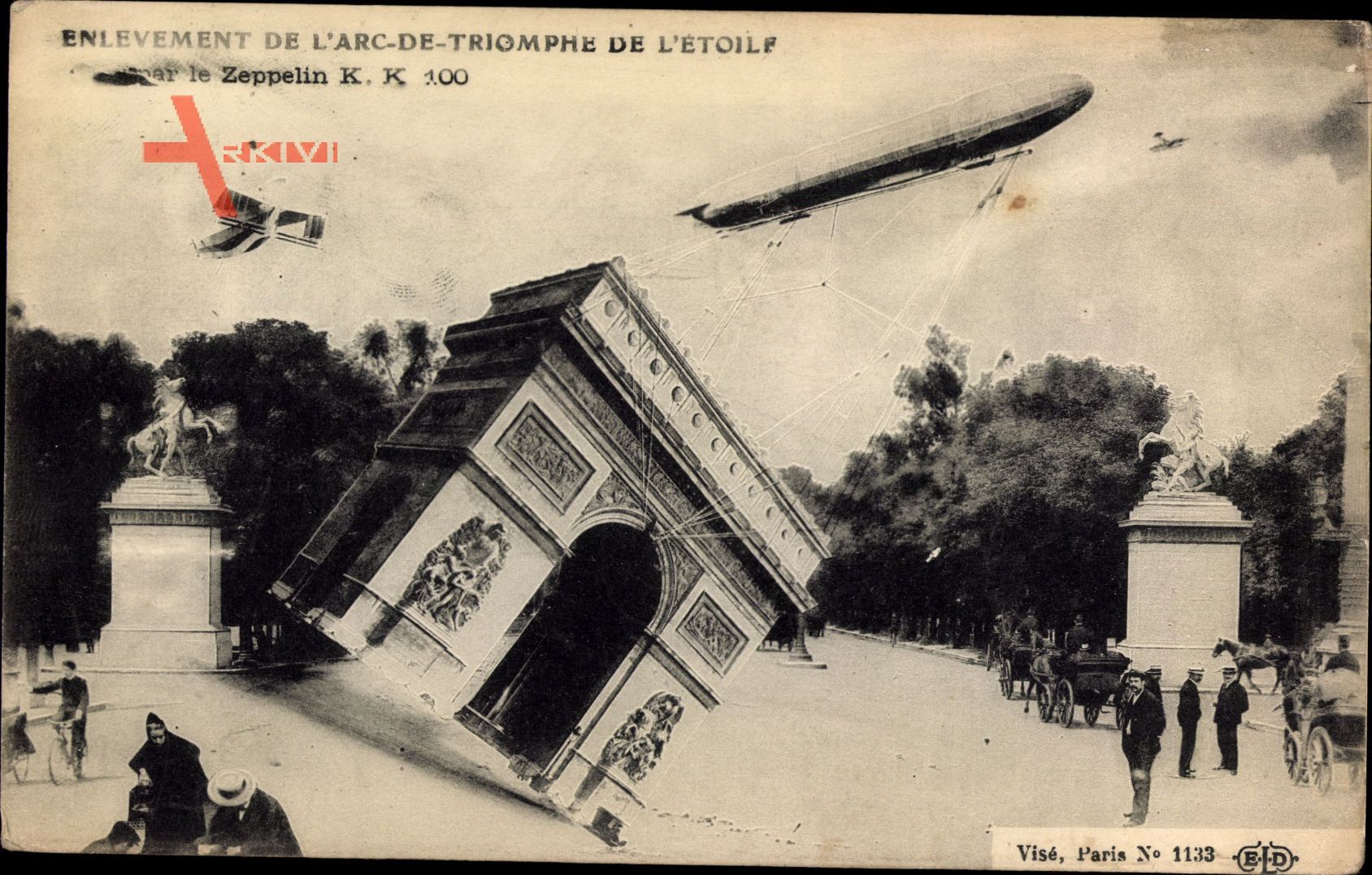 Paris, Enlevement de lArc de Triomphe de lEtoile, Zeppelin, Fotomontage