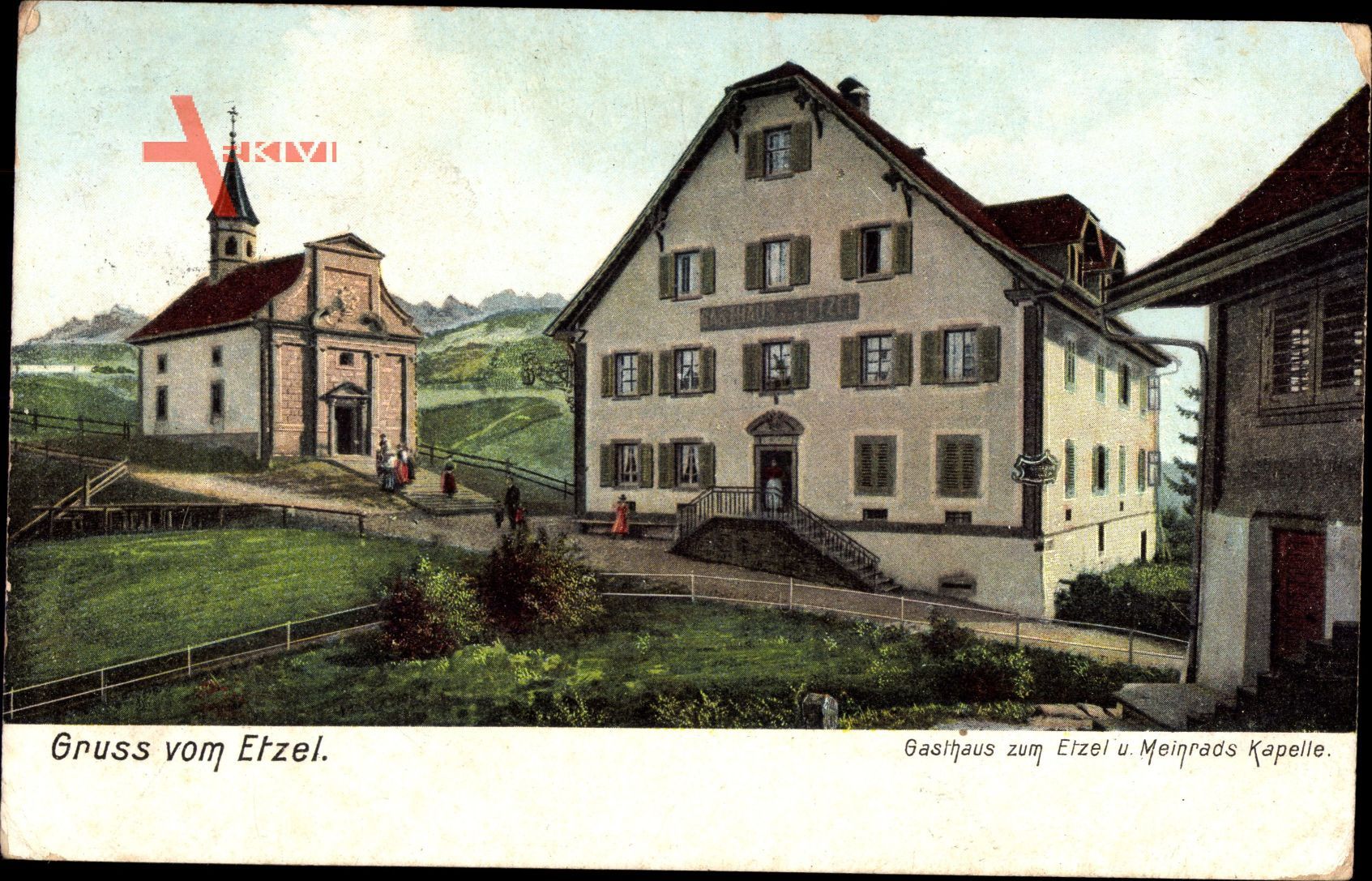 Etzel Kt. Schwyz, Gasthaus zum Etzel und Meinrads Kapelle