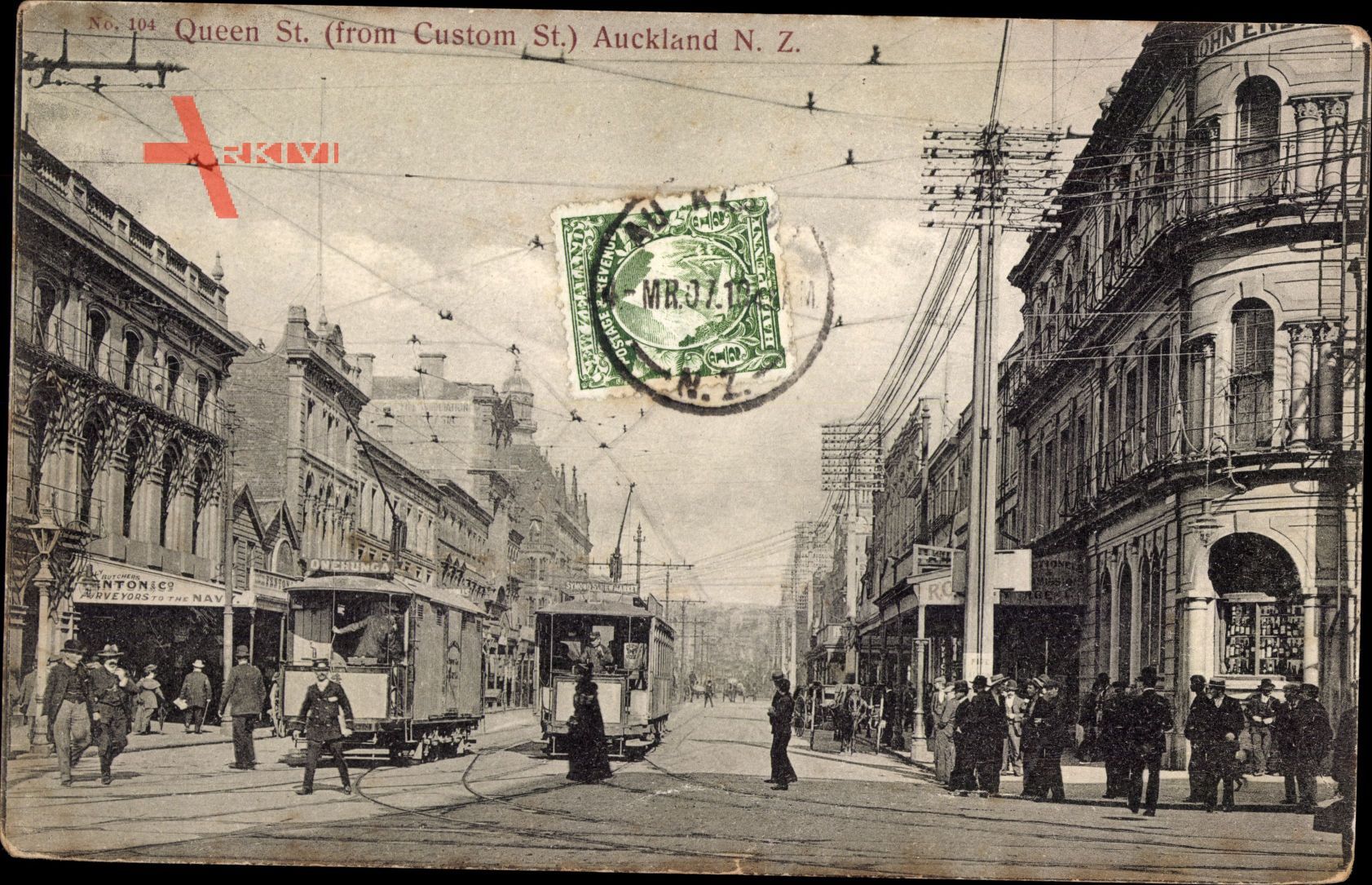 Auckland Neuseeland, Queen street, View from Custom Street, Straßenbahnen
