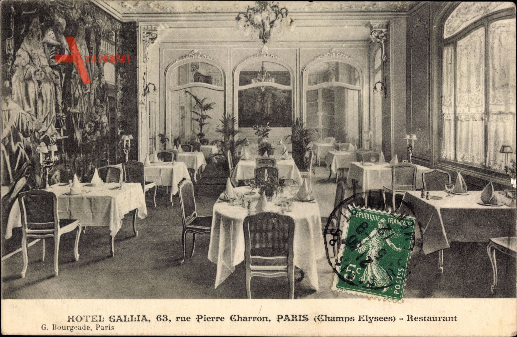Paris, Hotel Gallia, 63 rue Pierre Charron, Restaurant, Innenansicht