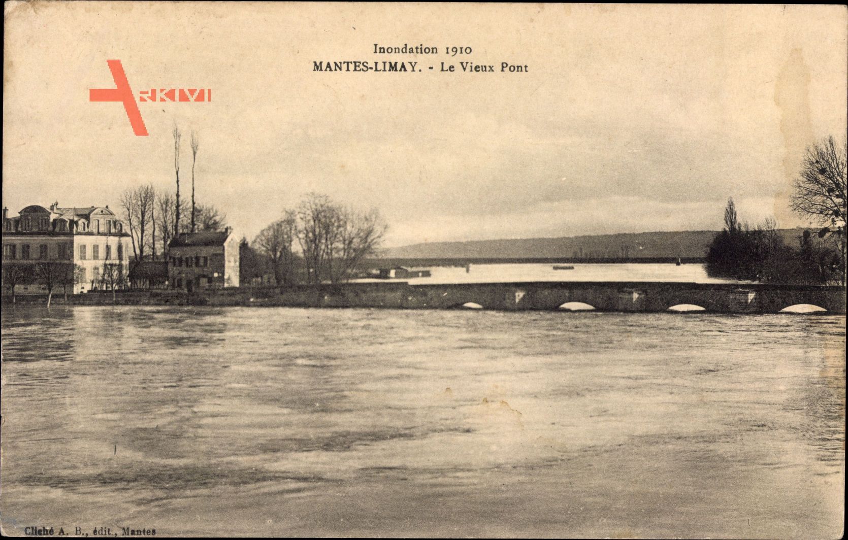 Mantes Limay Yvelines, Le Vieux Pont, Inondation 1910, Hochwasser