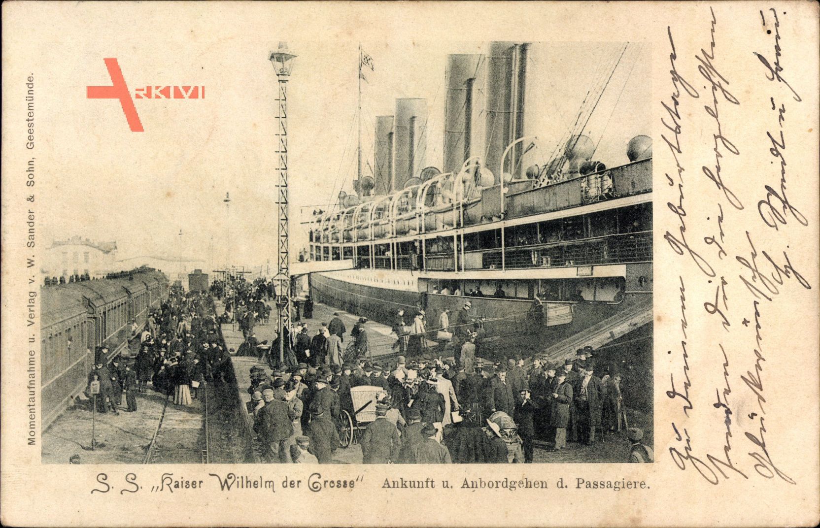 SS Kaiser Wilhelm der Große, Norddeutscher Lloyd Bremen, Ankuft, Passagiere