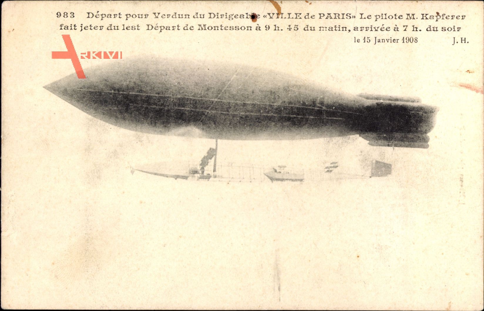 Départ pour Verdun du Dirigéable Ville de Paris, Kapferer, Montesson