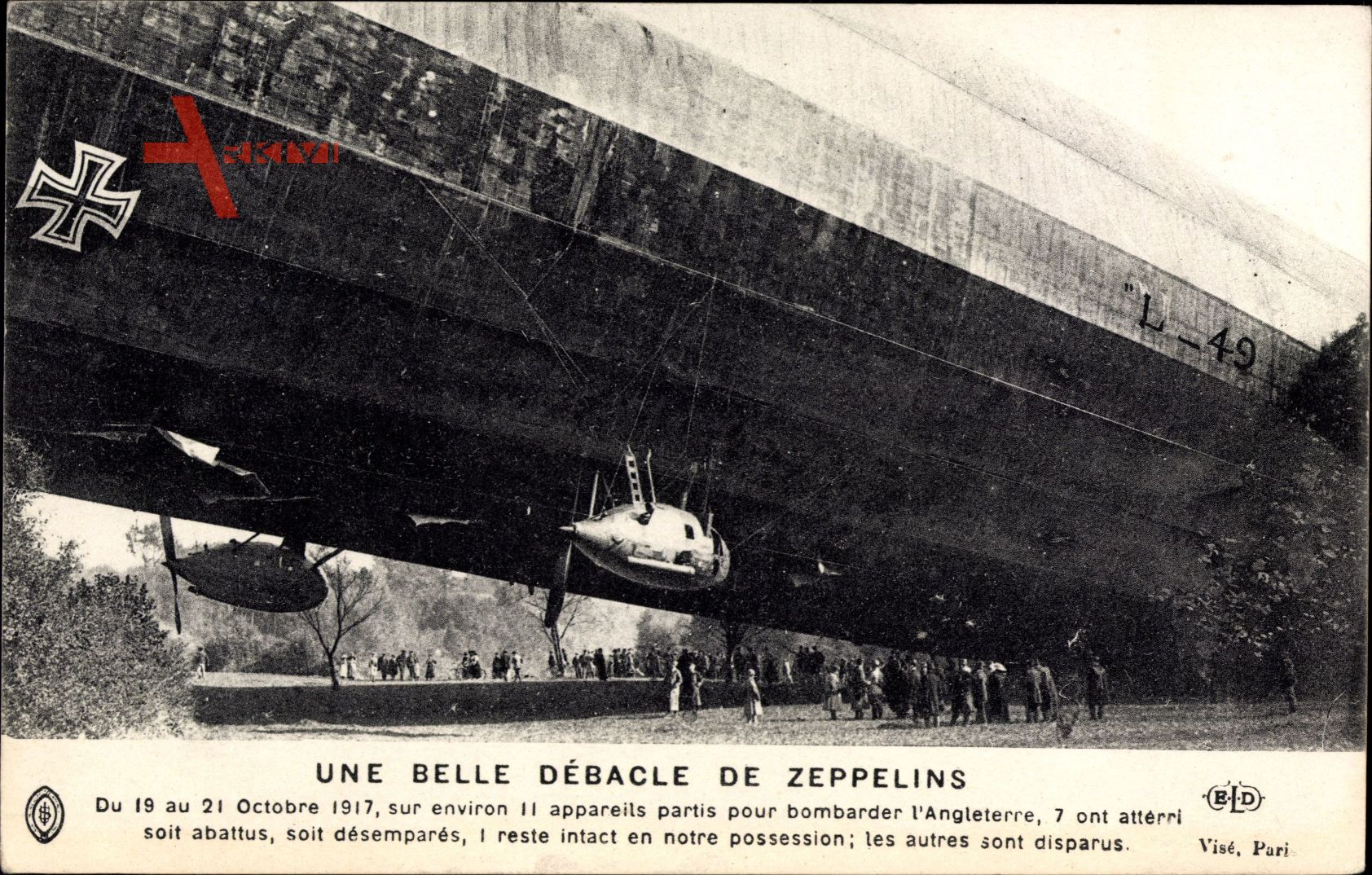 Une Belle Débacle de Zeppelins, 1917, L 49, Abgestürzter deutscher Zeppelin