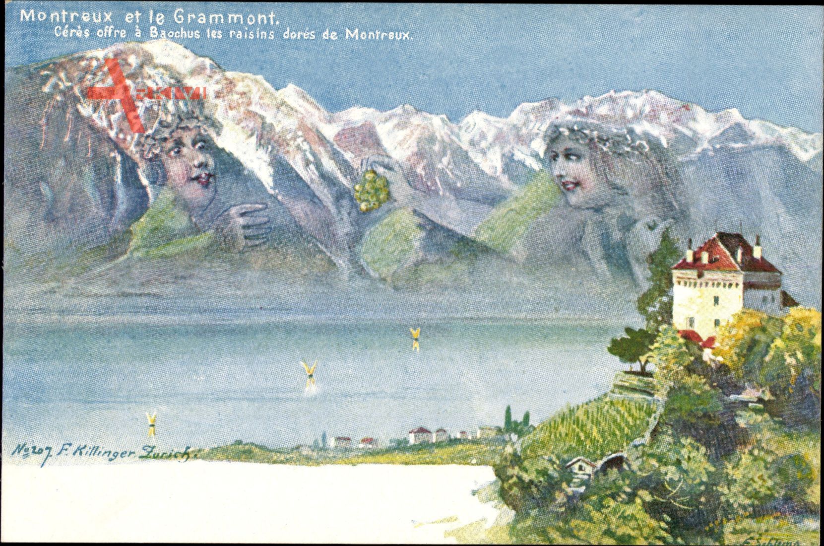 Montreux et le Grammont, Weintrauben, Berggesichter, Killinger No 207