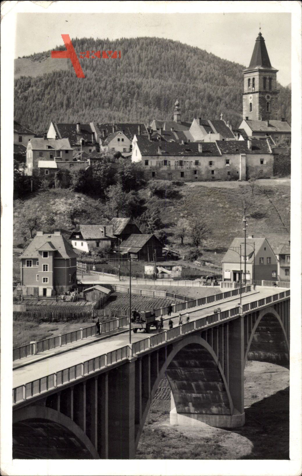 Judenburg Steiermark Österreich, Blick auf den Ort, Brücke, Kirche