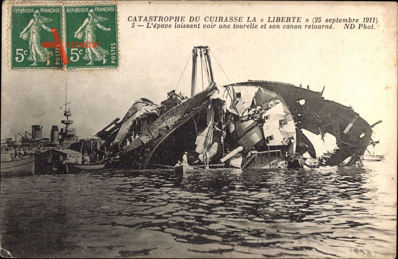 Catastrophe du Cuirasse la Liberté, 25 Sept 1911, Schiffswrack