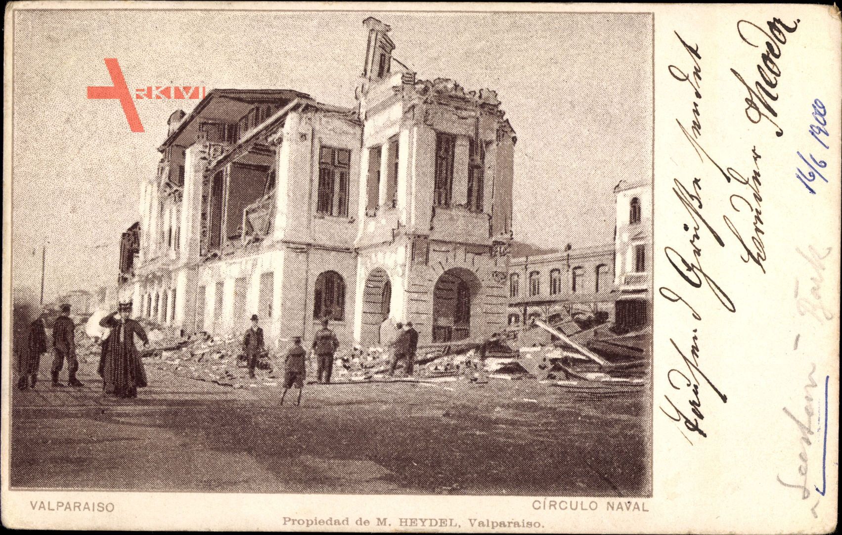 Valparaíso Chile, Circulo Naval, zerstörte Straßenpartie nach Erdbeben