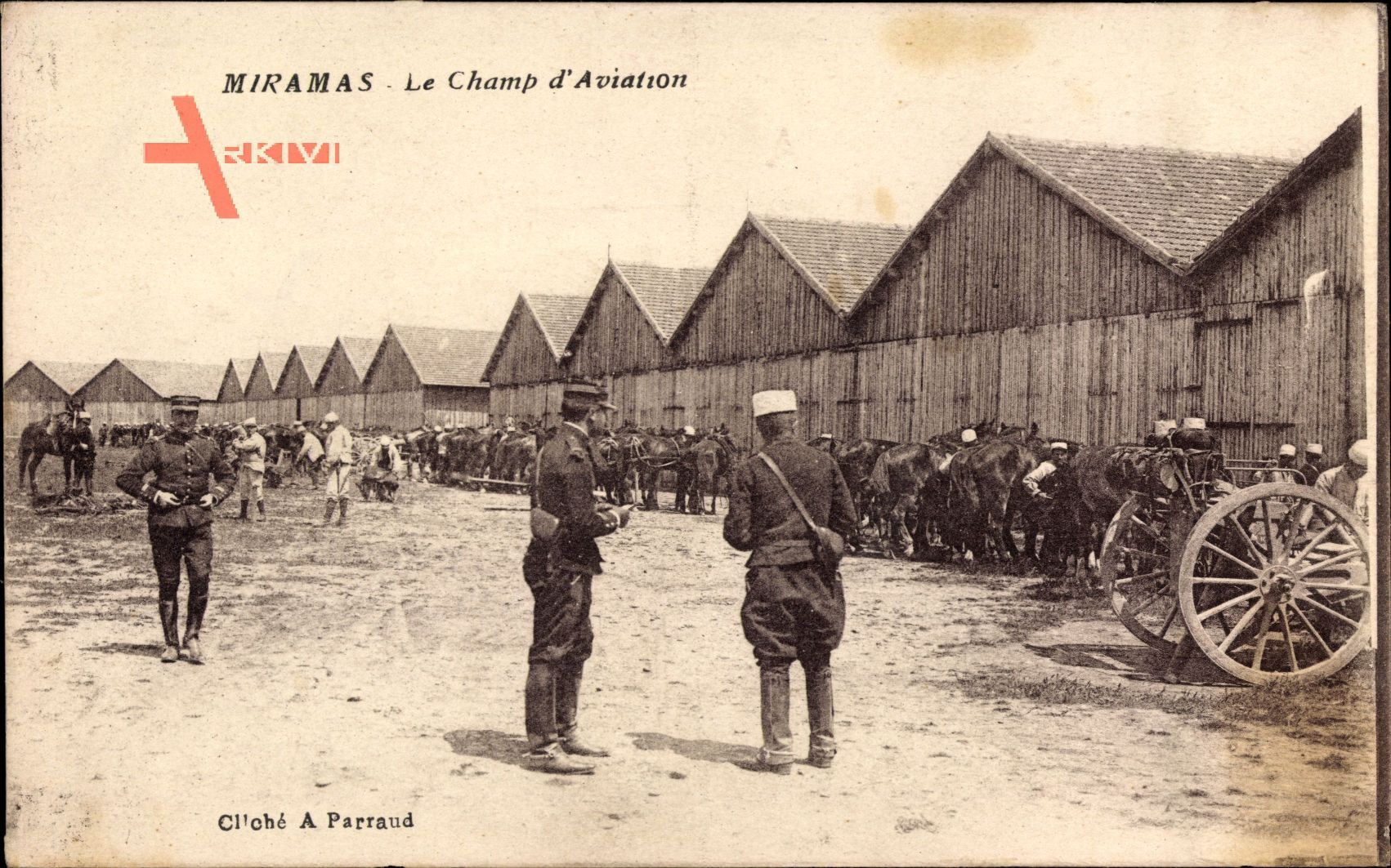 Miramas Bouches du Rhône, Le Champ dAviation, Soldaten, Pferde
