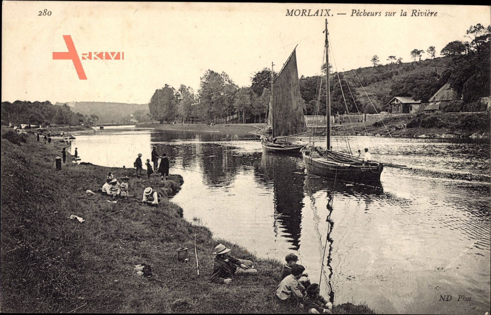 Morlaix Finistère, Pêcheurs sur la Rivière, Flusspartie