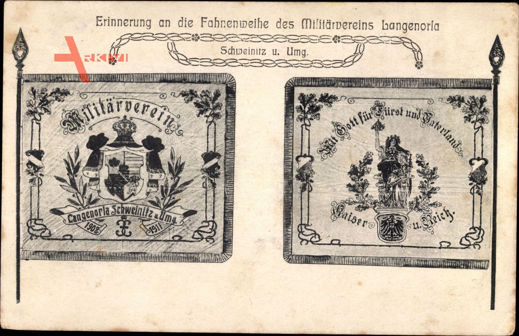 Langenorla Saale Orla Kreis, Fahnenweihe des Militärvereins, 1911