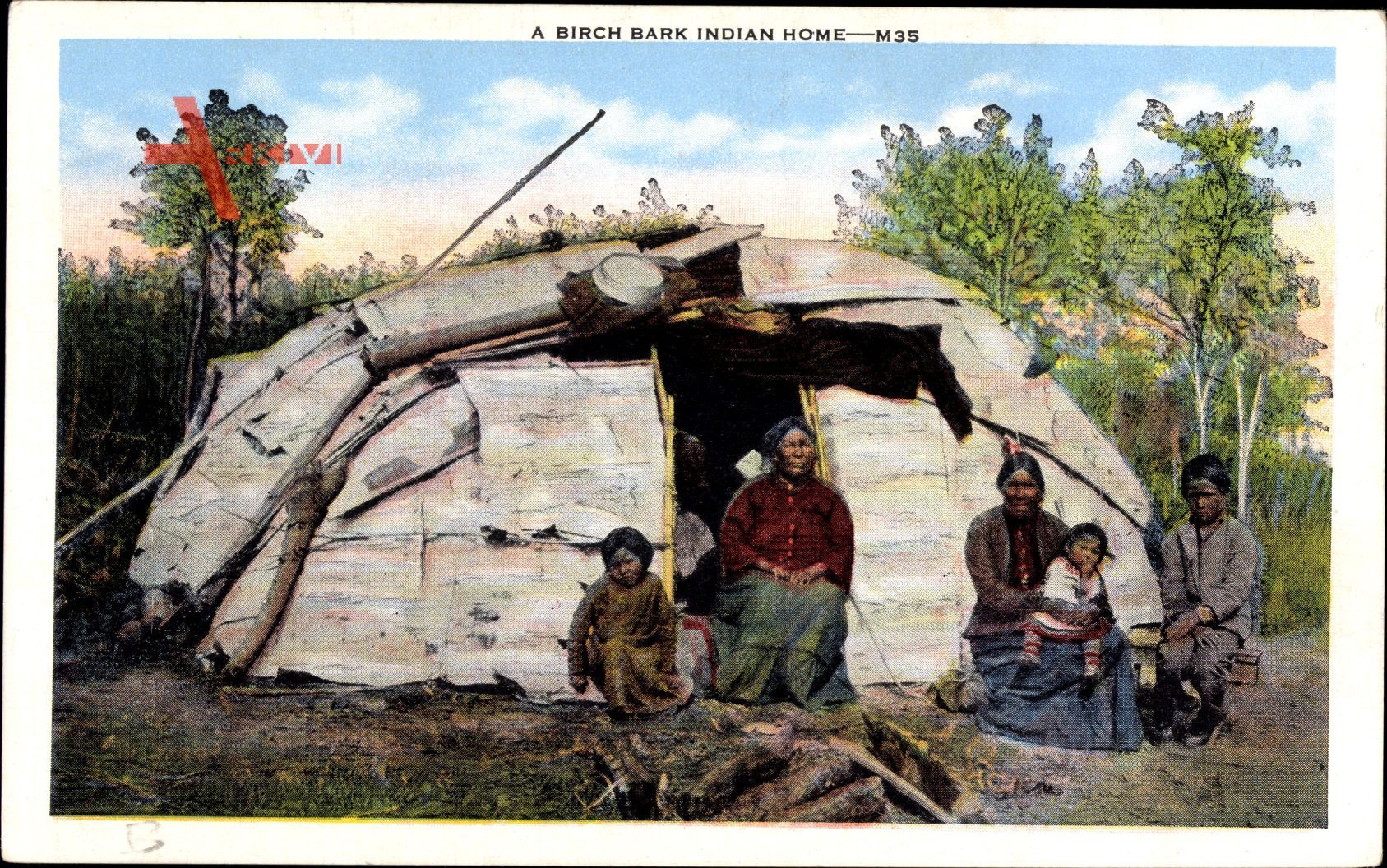 A Birch Bark Indian Home, Indianerzelt aus Birkenrinde