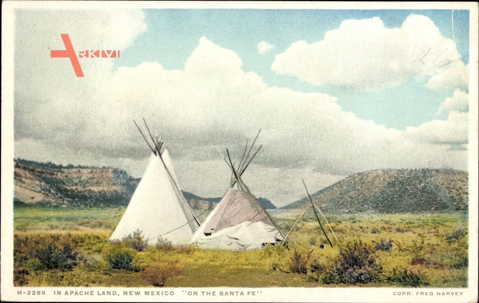 In Apache Land, New Mexico USA, On the Santa Fe, Indianerzelte, Tipis
