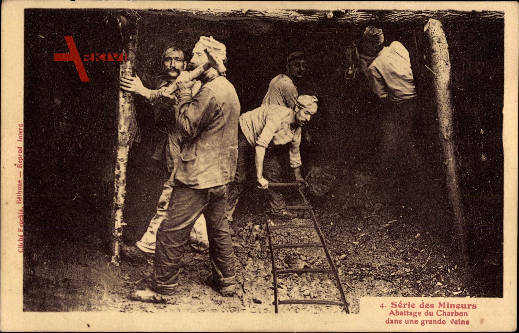 Série des Mineurs, Abattage du Charbon, Bergbau, Kohleabbau, Gleis